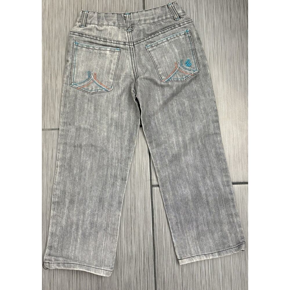Rocawear Girls Gray Jeans Straight Leg Size Medium (5-6) Embroidered - Picture 3 of 7